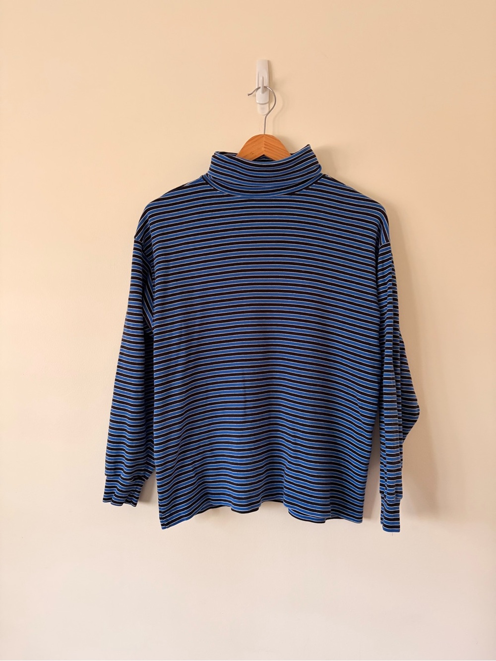 Hanna Andersson Blue & Black Striped Turtleneck Sweater